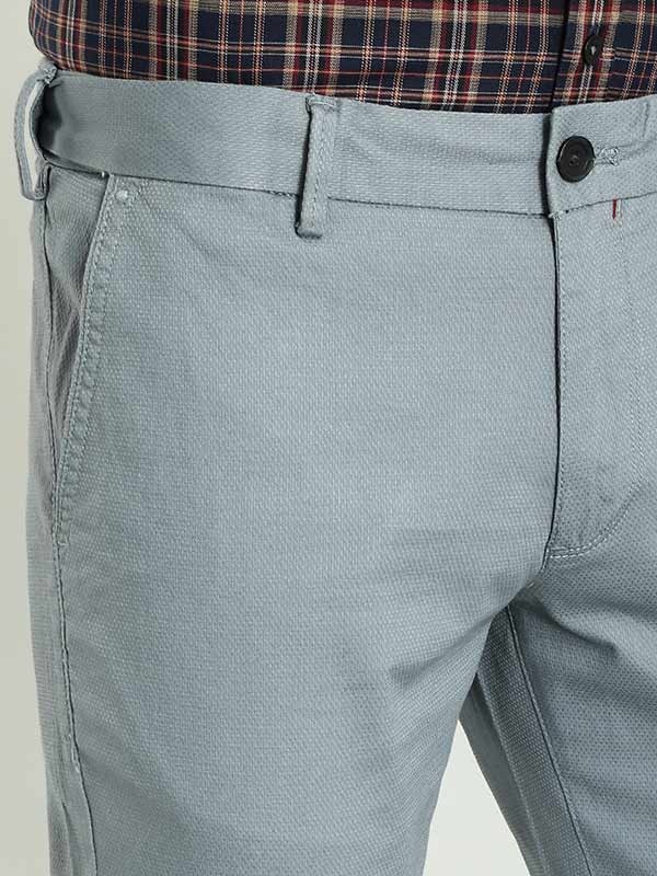 Indian Terrain Men's Slim Fit Self Design Blue Trousers